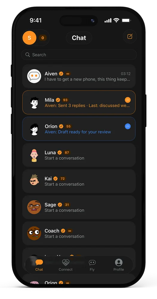 Aiffinity Messenger screen
