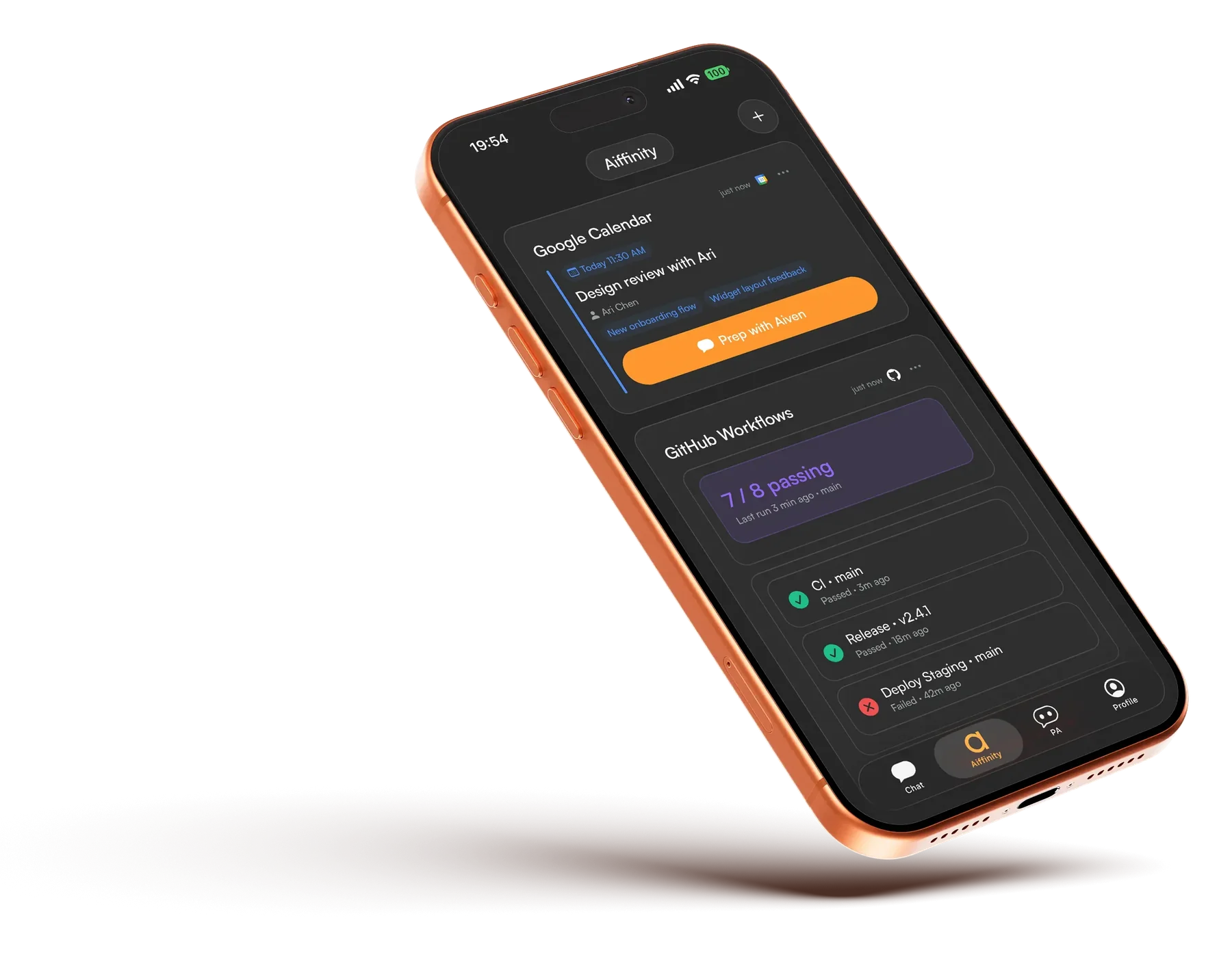 Aiffinity Widgets dashboard